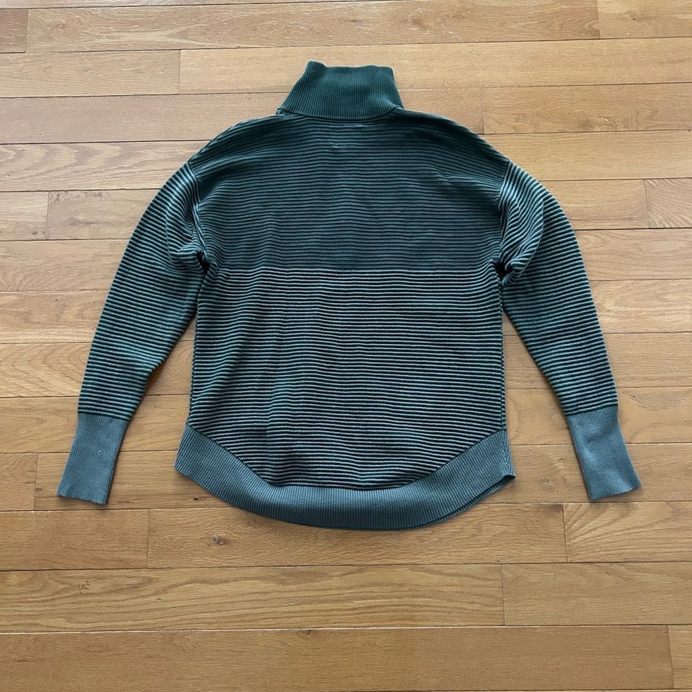 Offline Aerie Home Stretch Green Ribbed Quarter Zip Sweater Sweatshirt Size XS - Picture 2 of 10